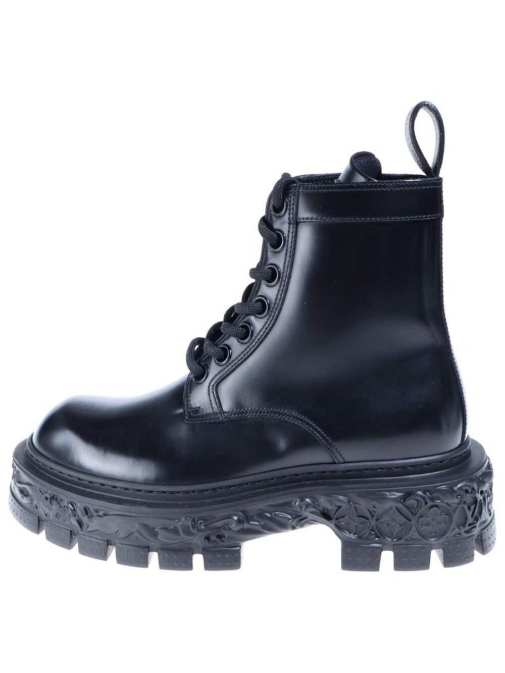Louis Vuitton LV Baroque Line Ankle Boots Lace-up Sculpture Design Black